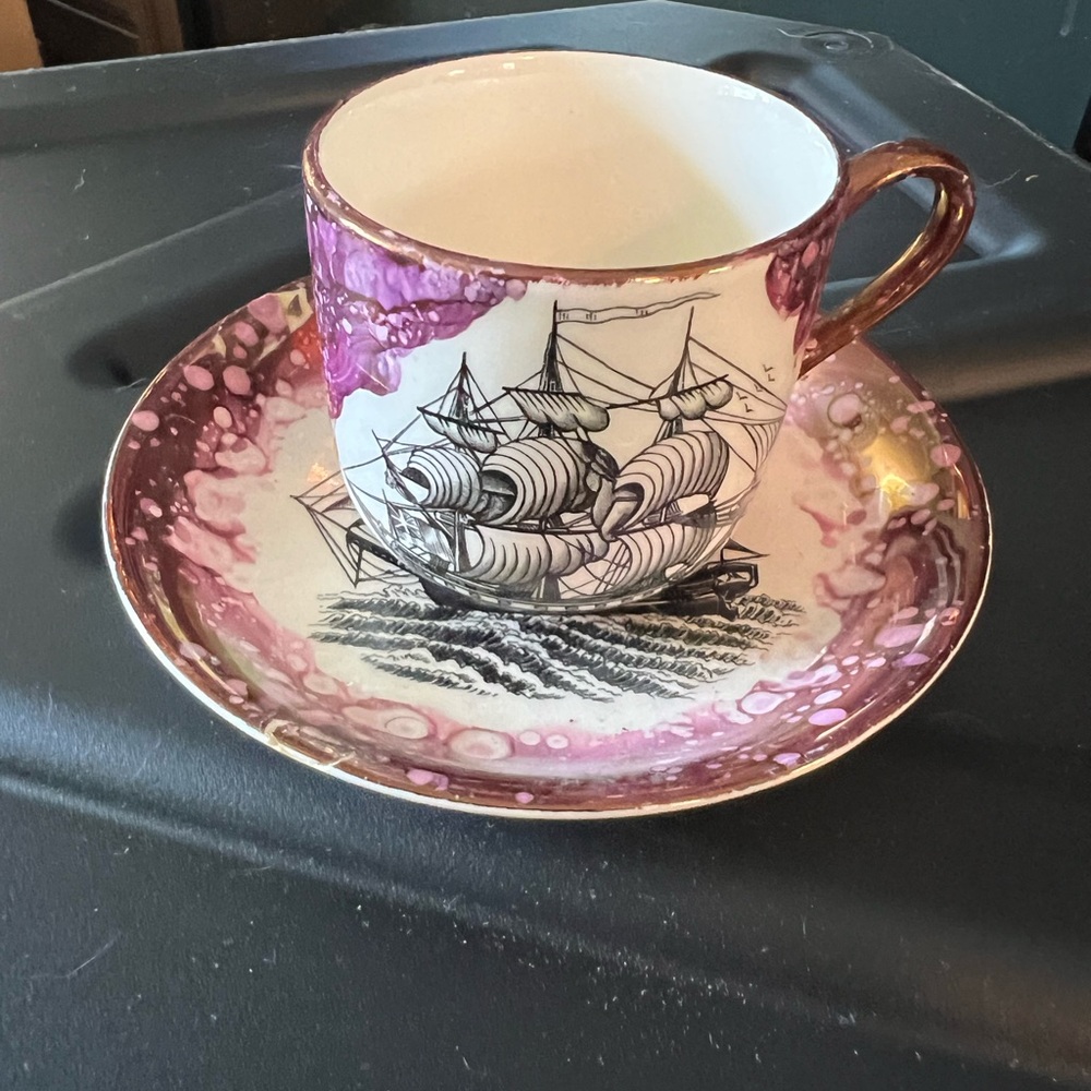 Vintage Grays - Sail Boat Teacup And Saucer , Stoke-on-Trent, From England.